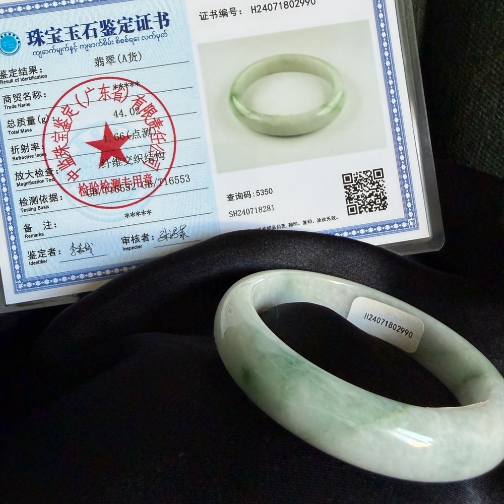 Grade A Natural Burma Jade Bangle (56mm Oval)